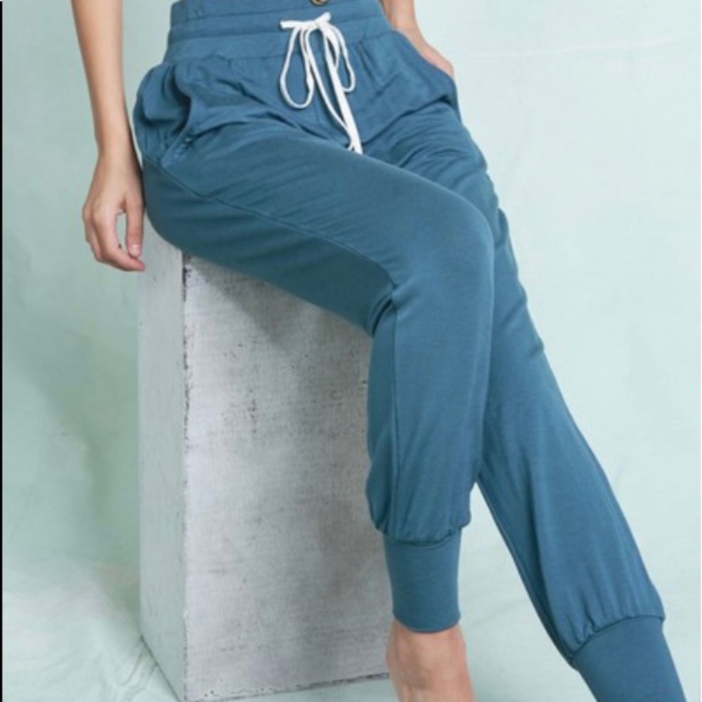 Teal Draw String Jogger Pants